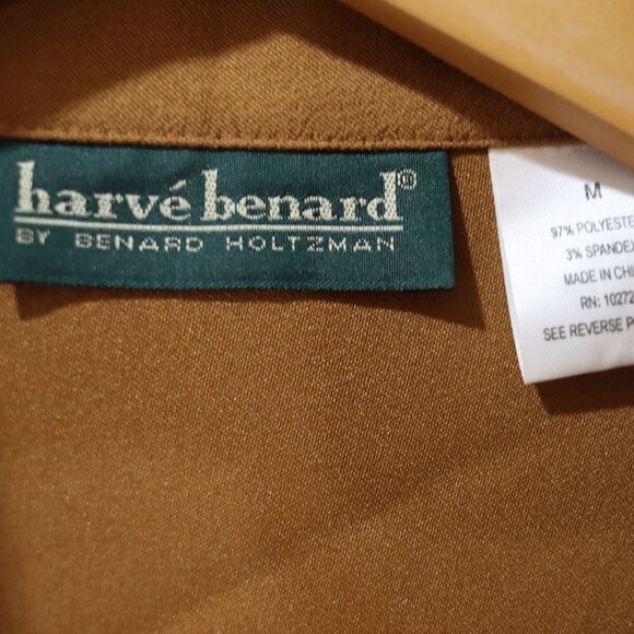 Harve Bernard Vintage Brown Button Down Shirt 90s Phoebe Buffay Shirt Jacket Med - Picture 5 of 9